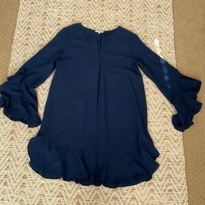 Max Studio navy small ruffle dress
